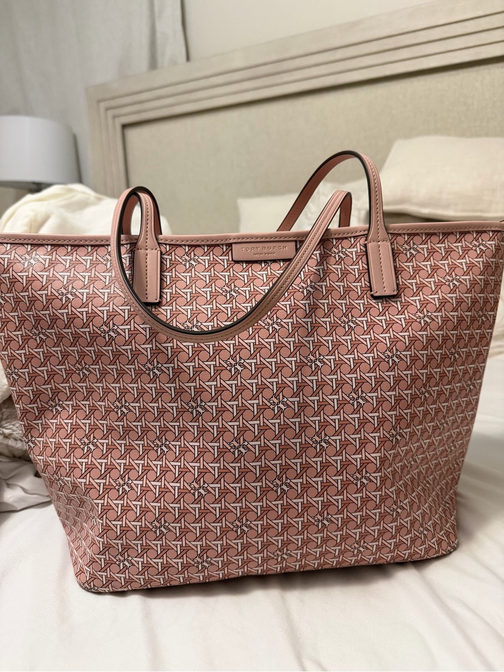 Tory Burch Pink Geometric Logo Tote